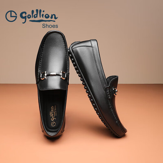 Goldlion Men's Shoes Loafers Peas Shoes Light and Comfortable Set-Toe Business Casual Shoes G567310469AAB Black 41