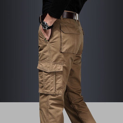 JP Men's work pants multi-pocket loose straight outdoor water washing casual pants 9922 Military green 33-waist circumference 2 feet 55-(suitable for 140-150Jin[Jin equals 0.5 kg])