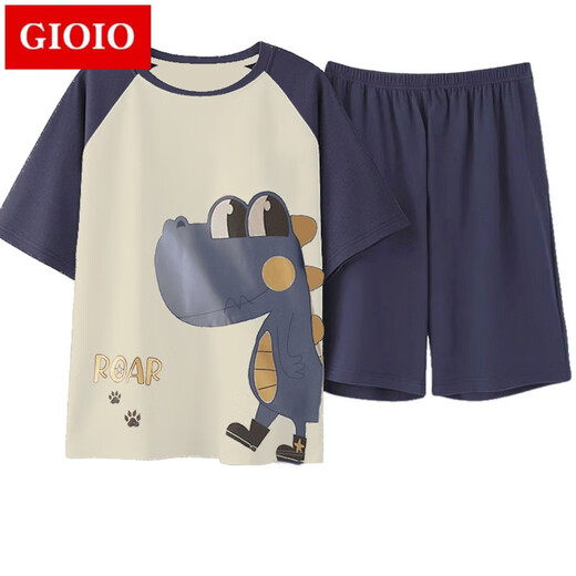 GIOIO男士睡衣夏季薄款棉质短袖短裤套装夏天青年休闲大码可外穿家居服 6623 4XL