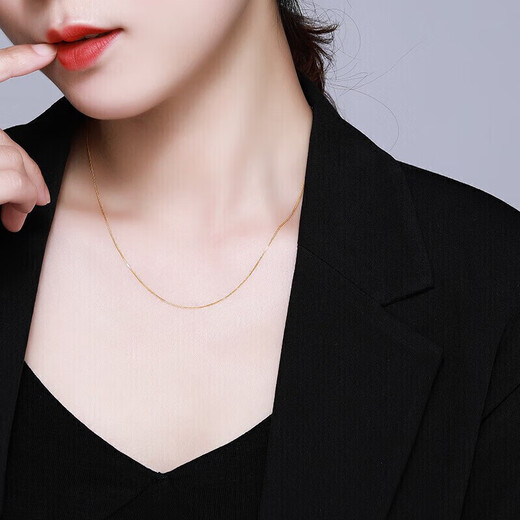 Chao Acer Chopin chain 18K gold necklace colored gold plain chain women's gold chain for girlfriend birthday gift yellow K about 42cm