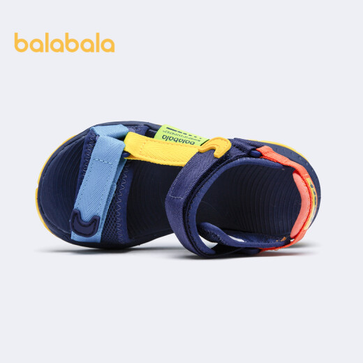 Balabala children's shoes children's sports sandals for boys and girls soft sole breathable summer new medium and large children's adjustable shoes Chinese blue 8050127 size (foot length 16.5/inner length 17.1)