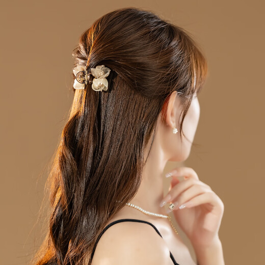 Chimera (CHIMERA) light luxury half-tied shawl hair clip age-reducing mesh hair clip hair clip back of the head hair accessories girl birthday gift