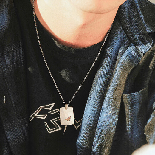 EMPORIO ARMANI Armani men's necklace personalized eagle logo card pendant birthday gift for boyfriend EGS2471040