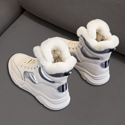 Vbmgs Botas de nieve de piel de vaca para mujeres 2025 Nuevos zapatos de invierno para mujeres de invierno zapatos de invierno más altos de terciopelo botas cortas impermeables botas de mujer versátiles versátiles (cuero real) MM6626 38
