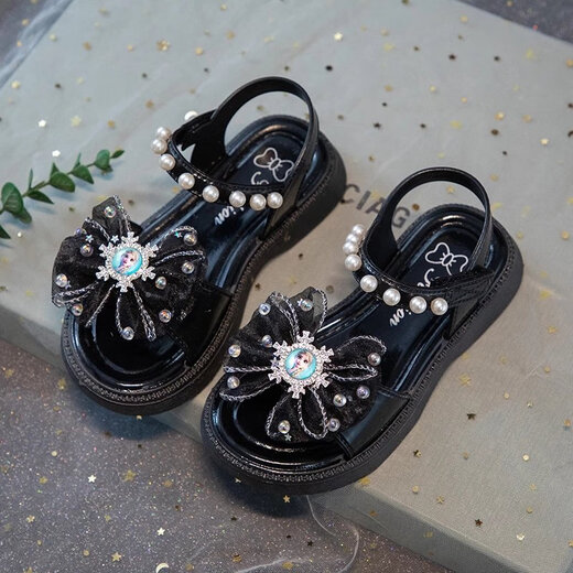 G.duck little yellow duck little princess girls sandals summer new children's sandals small, medium and large children's princess sandals Korean version soft sole Aisha beige 26 inner length 16.5 cm 4 years old