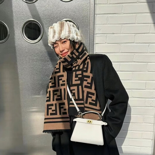 Moyi 100% Kaschmirschal für Frauen Herbst- und Winterbriefe Mutter und Tochter warmer Schal doppelseitig vielseitig und modischer Schal ff Cashmere Version