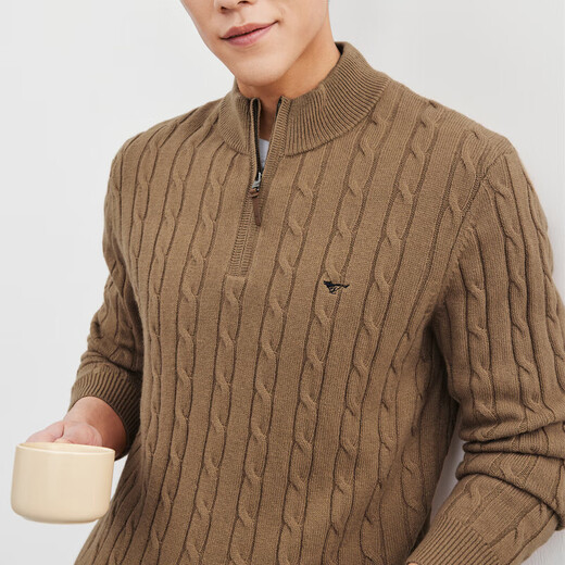 Sept loups [laine pure] Cardigan Hiver Men's Winter épais collier moyen-élevé Collier à carton ouvert et à l'épreuve à l'épreuve à l'épaisseur