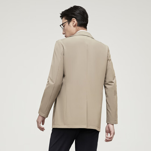 YOUNGOR trench coat men's double lapel long single windbreaker twister blend durable, not easy to wrinkle and easy to care new product Khaki L 175/96A
