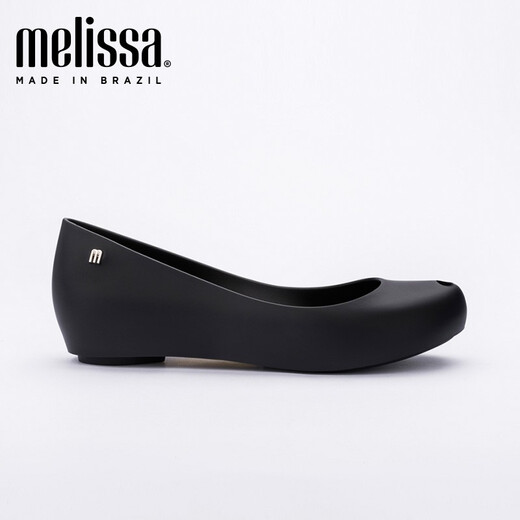 Melissa Spring and Summer Solid Color Fish Mouth Flat Sole Adult Women Single Shoes Jelly Shoes 32938 Black (01003) 36