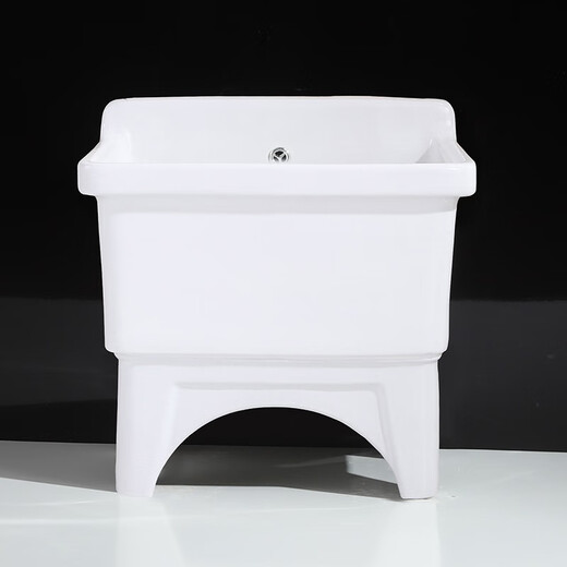 Shiyidi mop pool ceramic mop pool tall four-legged mop pool outdoor balcony mop basin pool with overflow 49CM overflow hole manual drain