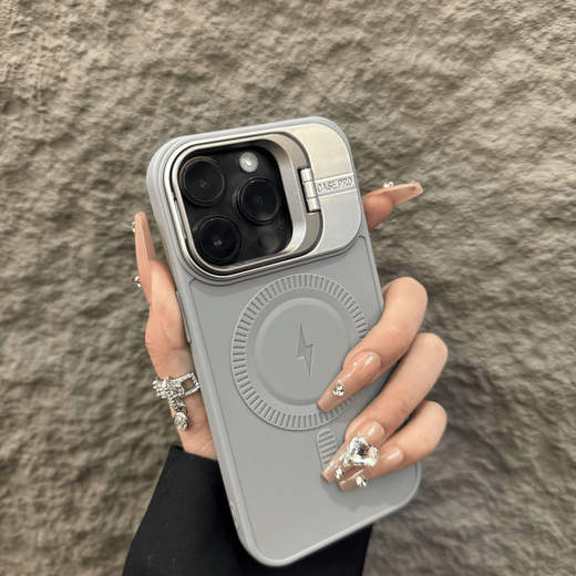 Kangsiqi's new niche lens flip cover holder is suitable for Apple 16promax mobile phone case iPhone15pro frosted silicone 14/17 anti-fall protective cover high-end ultra-thin magnetic suction blue flash magnetic suction + frame holder iPhone 16 Pro Max
