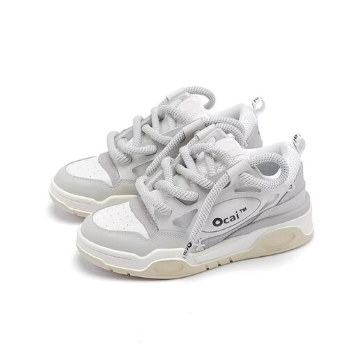 
Ocai RETRO large bread shoes retro dad thick sole couple white shoes national trend sports skateboard shoes men and women retro white 40