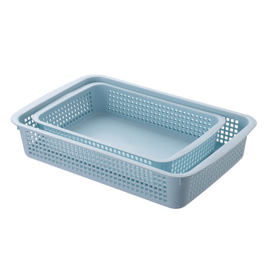 Qianxuan simple rectangular plastic basket kitchen storage basket desktop file storage basket bathroom cosmetic storage basket large white