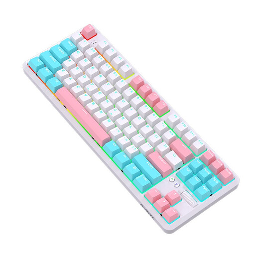 黑爵（AJAZZ） K870T PRO有线无线2.4G蓝牙三模可热插拔RGB背光87键充电机械键盘 白色红轴
