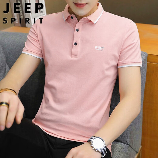 吉普（JEEP）冰丝短袖t恤男夏季韩版潮流衬衫领polo保罗保罗衫翻领衣服男半袖 1301黑色 M 90-105斤