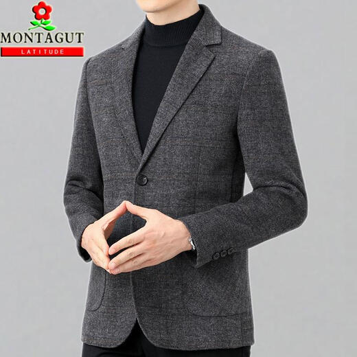 Mengtejiao Suit en laine décontracté importé Veste pour hommes Automne et hiver Business Coréen Version coréenne double face Cashmere Tweed Business Suit 3268 Modèles: Black 180/52