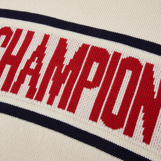 Champion champion color-blocking pullover knit sweater for men 24 winter new women's retro sweater warm beige M