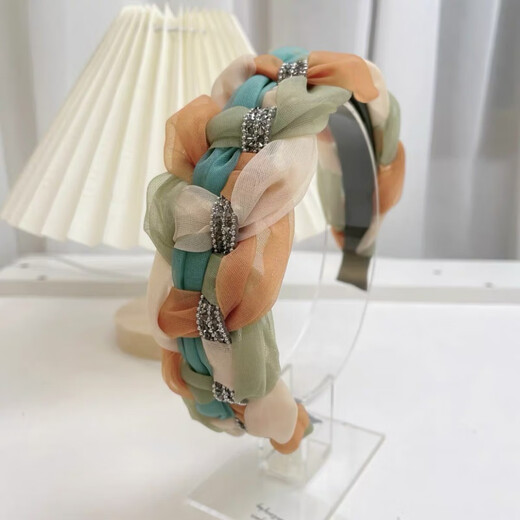 Chuxiang (CHUXIANG) temperament pearl rhinestone hair accessories non-slip headband braided twist headband high skull wide-brimmed hairpin lilac mesh contrast color headband pearl style A08