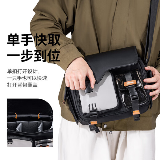 ulanzi【优篮子】MS12相机包单肩斜挎邮差包便携大疆pocket3/action5pro收纳包佳能索尼康摄影包 邮差包-容纳一机两镜【黑色】