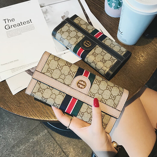 Kuqidaishu bag (kuqidaishu) bag Frauentasche 2025 Neue Frauen Brieftasche Frauen Langdruck gedruckter Geldbeutel Frauenmodentrend lässiger vielseitiger Tasche Schwarz schwarz