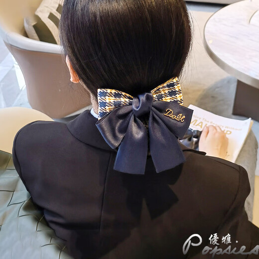 Gardenia blossoms, head flower, net bag, hairpin, professional hair net, hair cover, nurse, hotel property, hotel bank work bow decoration, gold-edged two-knot blue thick net