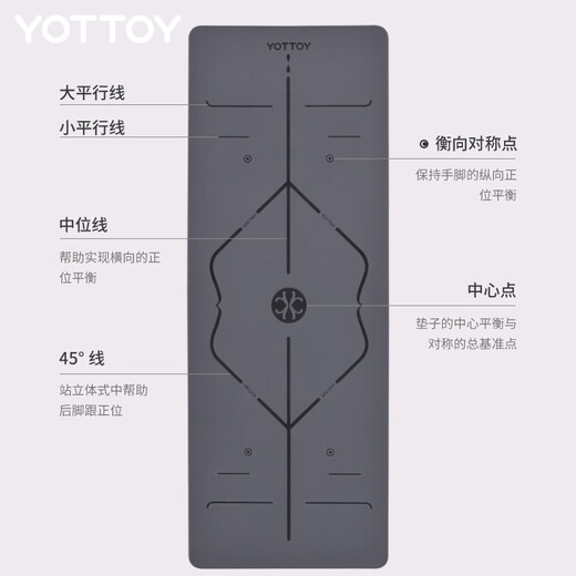 Yottoy Natural Rubber 5 mm Yoga Mat non glissant pour les femmes, les débutants épaissis élargis élargi le tapis de fitness Mat de fitness Femmes Azure Bleu (style logo)
