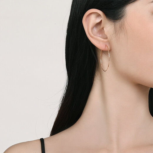 Saturday Fortune (ZLF) 18K gold earrings for women, rose gold earrings, colored gold rings, plain gold large hoop earrings, large style - inner diameter 39mm