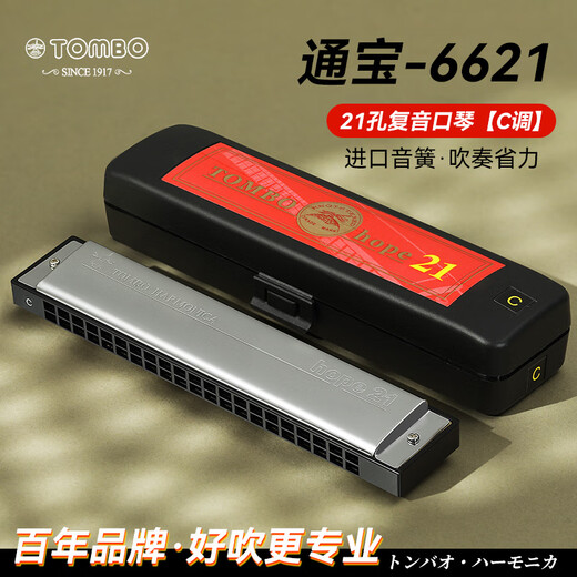 通宝口琴日本进口音簧6621 21孔复音口琴初学校成人专业演奏儿童初学 #G调