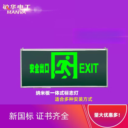 国标安全出口指示灯消防应急疏散指示牌诱导逃生强启标定 M3519带强启单面左向四线
