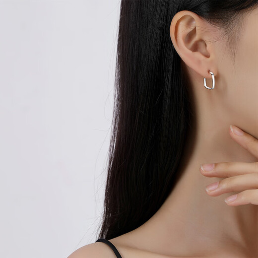 TTMIX geometric pt950 platinum earrings for women rectangular fashion earrings real platinum earrings European and American style 4.0-4.2g