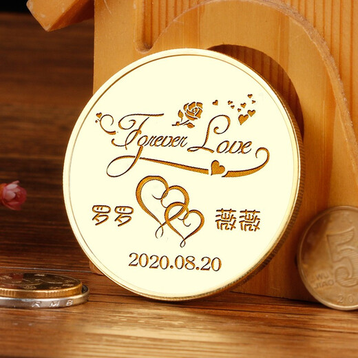 永恒瞬间结婚纪念日礼物送老婆媳妇生日女友老公十一周年定制的新婚情人节 金币一面刻字一面刻照片