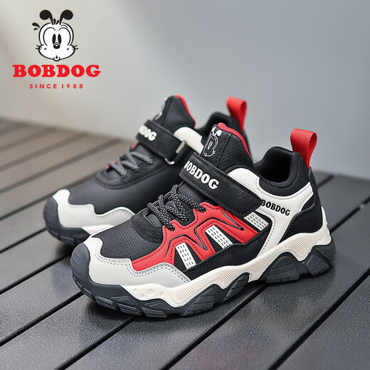 
Babudou children's shoes for boys' sneakers for children's casual shoes 2024 autumn and winter new versatile soft sole mid-sized children's travel shoes black and red K679 [leather single shoes] size 37 [shoe length 23.5cm]