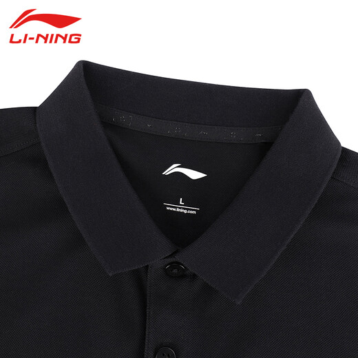 Li Ning (LI-NING) 2022 Sports Fashionable Comfortable Breathable Men's Short Sleeve POLO APLS069-1 Black 5XL