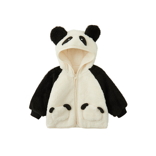 Papa crawling autumn and winter style animal-shaped coat for men and women baby velvet top baby warm clothes black 73 cm