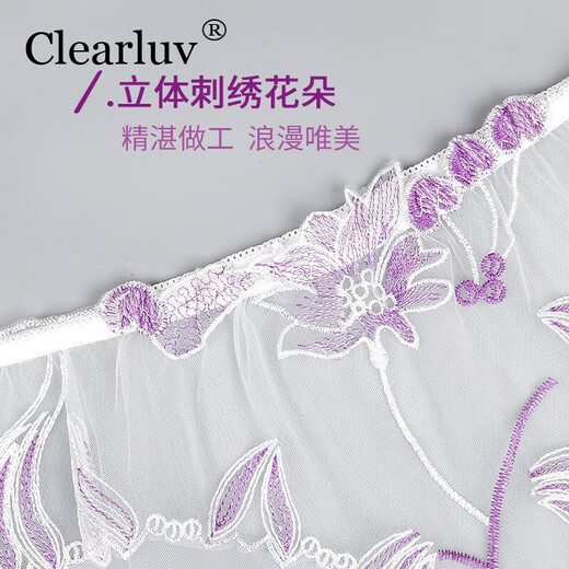 CKPED 4 paires de dentelle dames jeunes femmes sous-vêtements femelles en coton sexy entrejambe brodé sans marque sans pareil entièrement transparent moyen et bas rythmes 835 blanc violet + rose + profonde violet + noir et rouge l