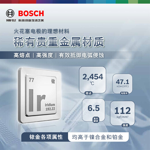 博世（BOSCH）铱金火花塞四支6627雪铁龙C4L世嘉/C5/C3-XR/C2/标致308/408/2008