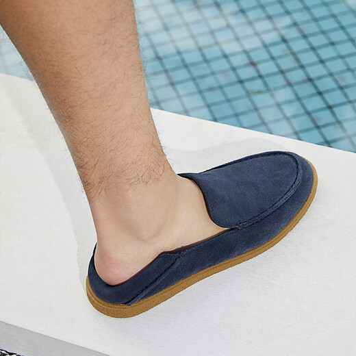 Clarks Qile Craftsmanship Series Men's Shoes New Breathable Lazy Shoes Simple Comfortable Versatile Love Bean Shoes Wedding Shoes Navy Blue 261775057 42.5
