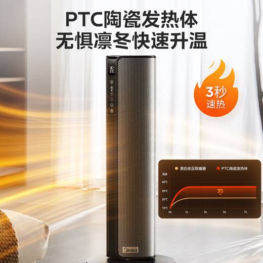Midea Gold List Product Graphene Intelligent Voice Heater Home Electric Heater Electric Heater Hot Air Mechanical Electric Heater Whole House Quick Heating Small Sun HFT20SWK