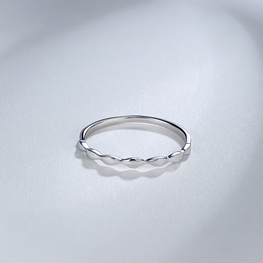 Saturday Fu platinum ring for women PT950 simple and fashionable platinum ripple ring for girlfriend T 0.97g size 8
