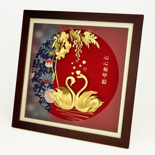 欧柏历  足金天鹅结婚礼物送新人新娘闺蜜朋友新婚创意轻奢的摆件 定制款联系客服拍这个链接