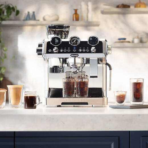 德龙（Delonghi）【国家补贴】咖啡机 冷萃半自动咖啡机 家用现磨意式研磨一体机 全自动打奶泡 银骑士 EC9865.M