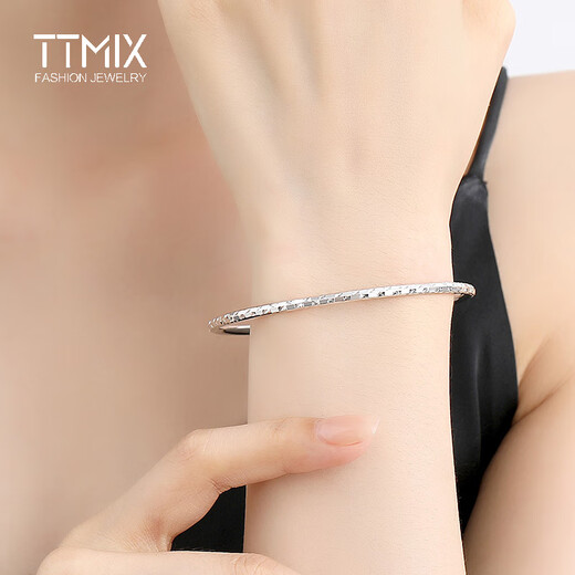 TTMIX imitation diamond pattern classic platinum bracelet pt950 platinum simple women's bracelet birthday gift 54mm weight 8.12g width 2.5mm