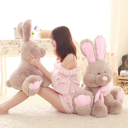 Ai LE RABBIT AMERICAN RABBIT DULL DUSS AUSSERHALTE LIGE DULL PLUSH TOY HANINGBITGEBUTSTEISSBUCHTE GEBITGE FREE EHREA UND GRIPHER HILFE GRAY AMERIKANISCHE RANDELPUSS 1,5 Meter Geschenk für Göttin