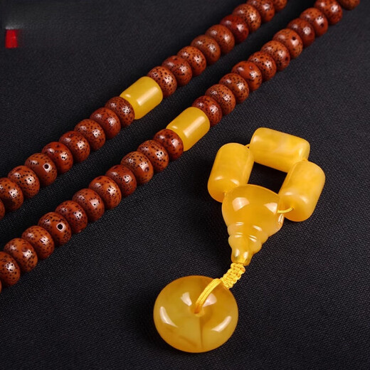 Beeswax three-way accessories, full set of literary and toy accessories, four-piece set of Buddhist beads, Vajra, Star, Moon and Bodhi set, Beeswax set style 2 small size