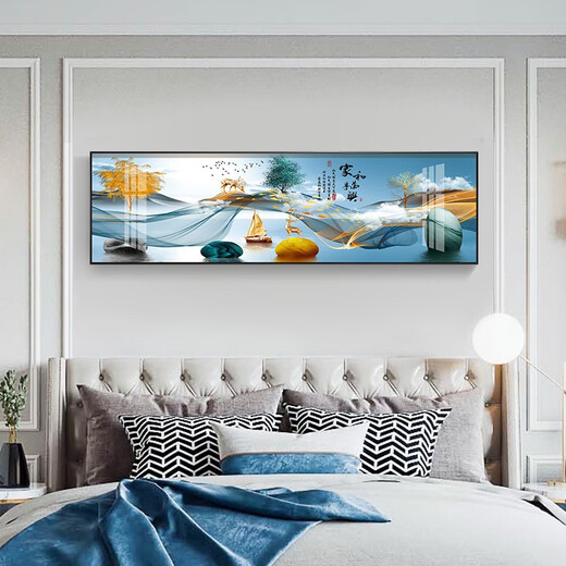 Mo Malerei Lulin Moderne einfache Schlafzimmer Dekoration Gemälde warm romantische Nachts Malerei Hotel Hotel B & B Zimmer Hängende Malmale Hintergrund Wandmalerei 03 Shilai Run 12146 200*60 schwarzer Rahmen (Diamant Inlay -Malerei) individuelle Größe