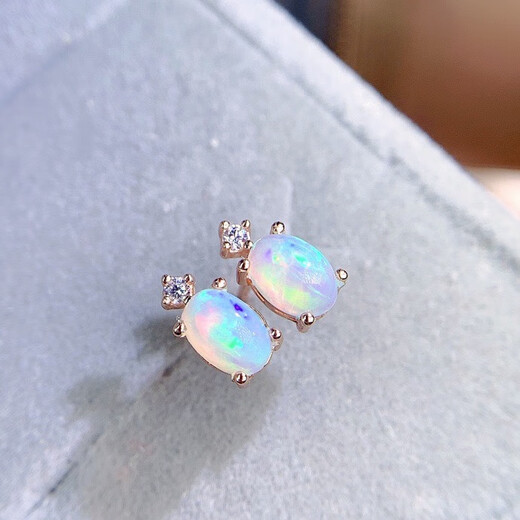 T&U Guaranteed New Natural Opal Stud Earrings Full of Fire 4*6mm 925 Silver Inlaid Special Offer Three Colors Available Remarks