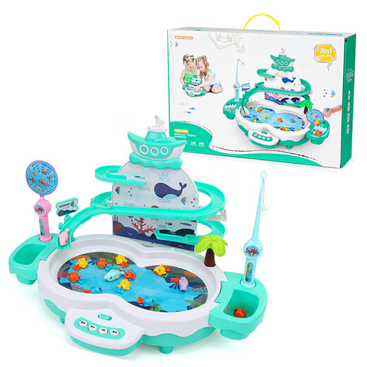 Short Cloud Magnetic Fish Dolphin Fishing Rod Fishing Toy Children's Electric Fish Hook Baby 2-3 Years Old Fishing Fish Playing Water Playing Fishing 30 Small Fish