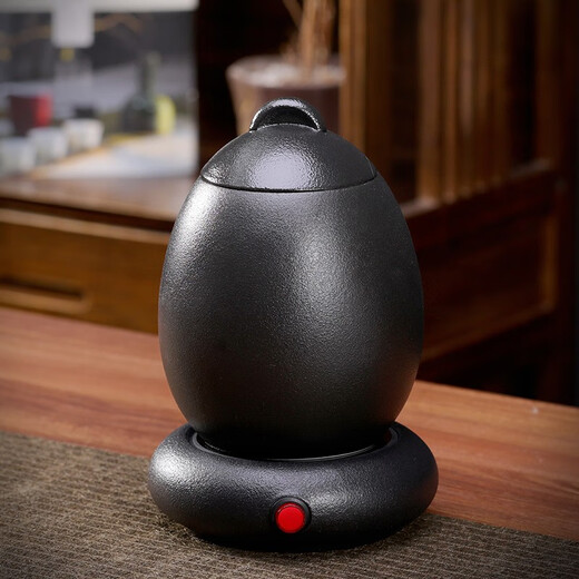 Qixinbian Chinese-style wine warmer set for wine glasses and wine pot, household retro wine boiler, rice wine warmer, wine warmer ceramic, black pottery wine warmer 6 cups + thermostat