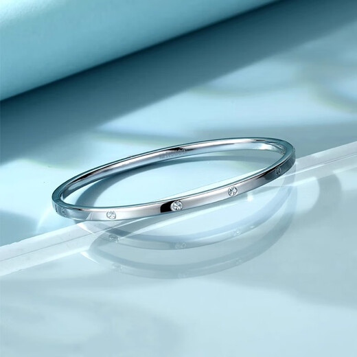 Yuan Shengfu's new PT950 sparkling baby's breath platinum bracelet, versatile platinum bracelet and concubine bracelet, 10.87 grams, ring opening 57mm, about 4mm thick