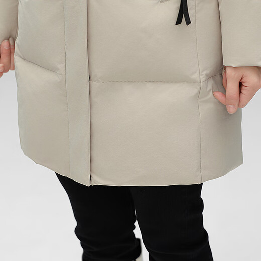 雪中飞羽绒服女中长款加厚保暖冬装外套2025新款时尚显瘦百搭简约防寒服 燕麦色 XL (170) （115-125斤）